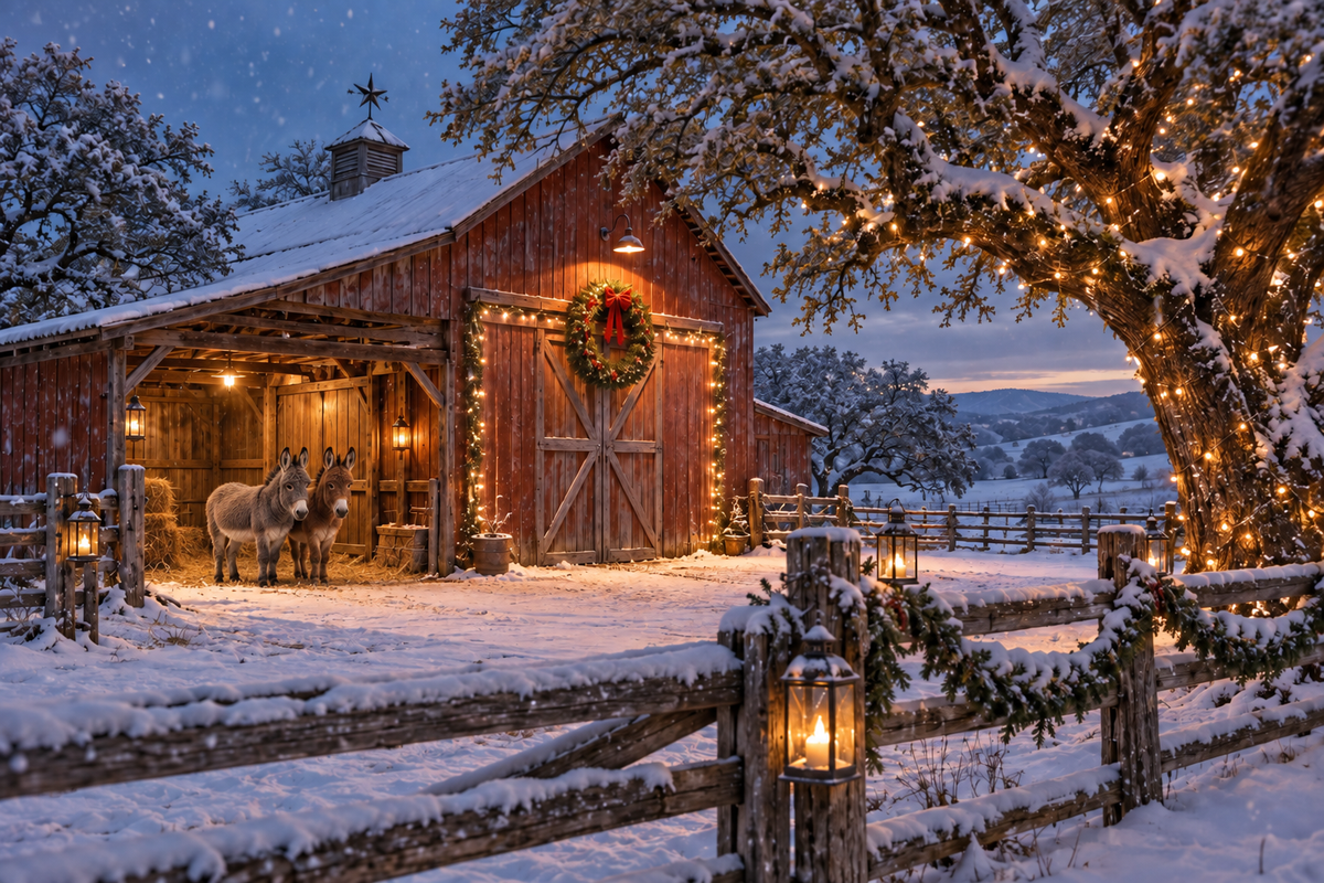 Christmas Snow at the Ranch Canvas Print