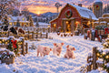 Baby Piglets at the Busy Christmas Farm Canvas Print