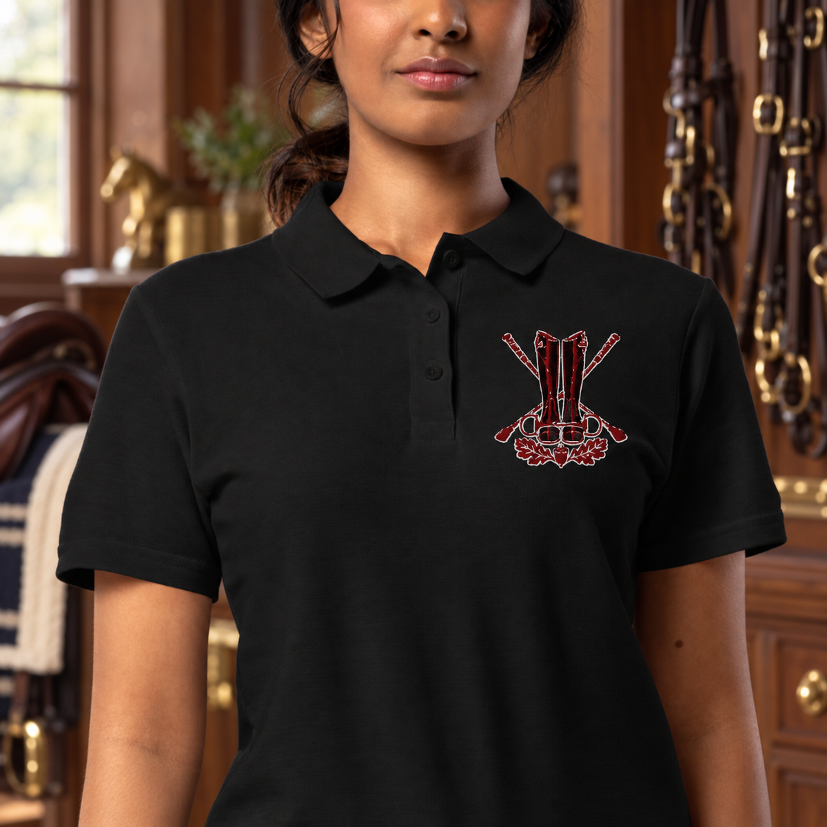 Spanish Oak Boots, Bit & Crops Women's Embroidered Polo
