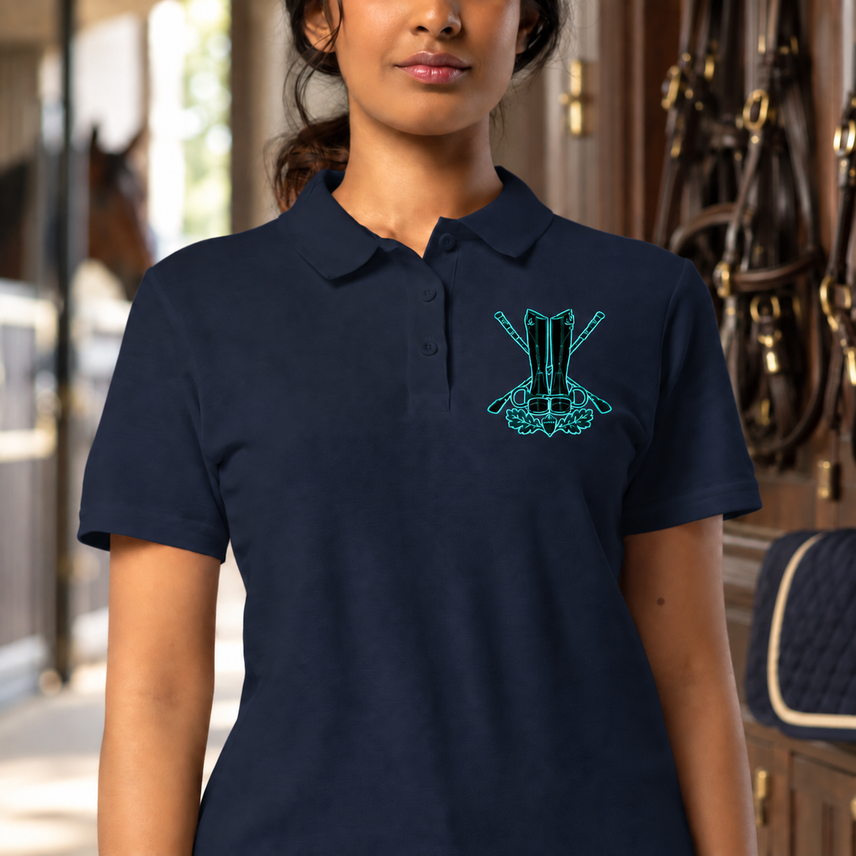Spanish Oak Boots, Bit & Crops Women's Embroidered Polo