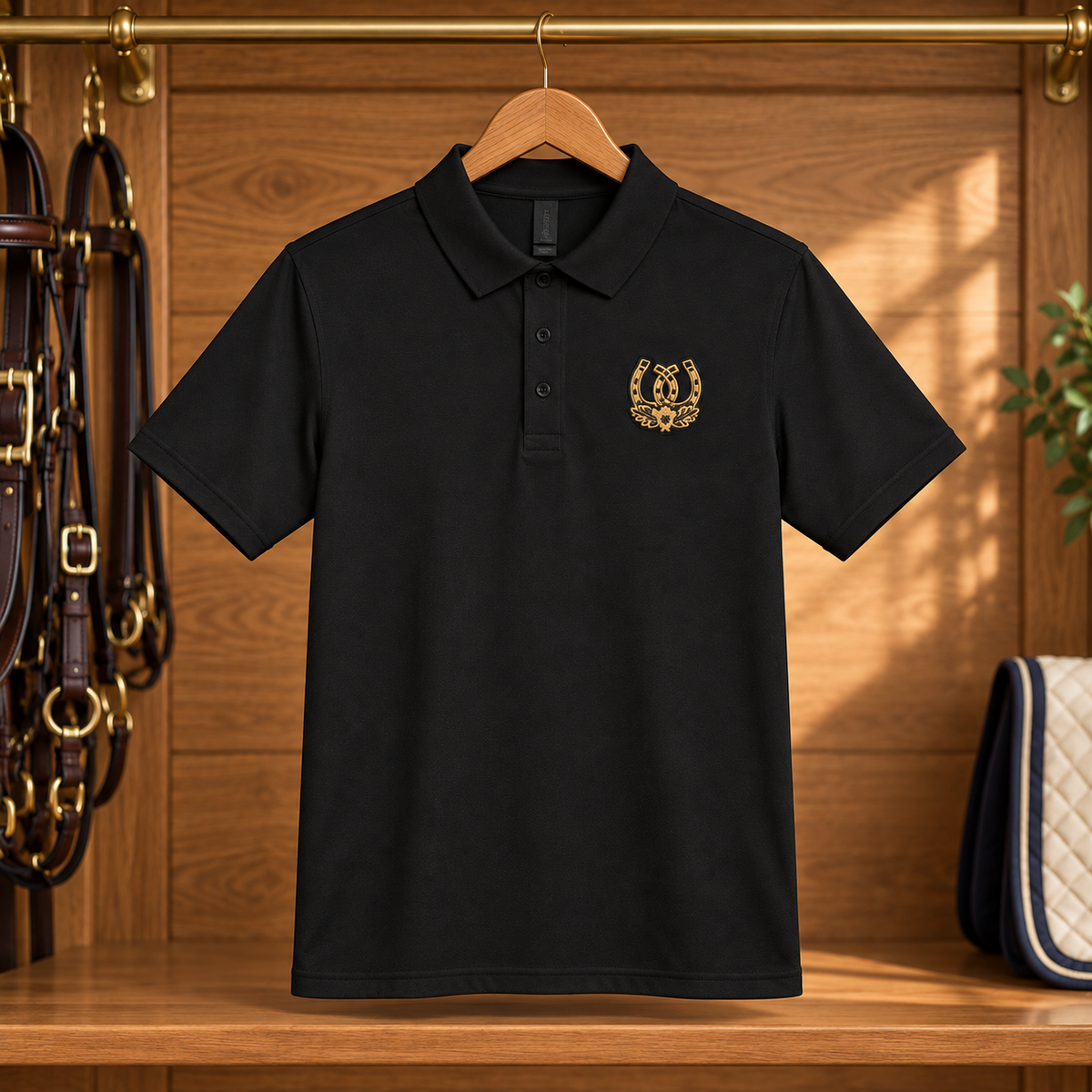 Spanish Oak Interlocking Horseshoes Women's Embroidered Polo