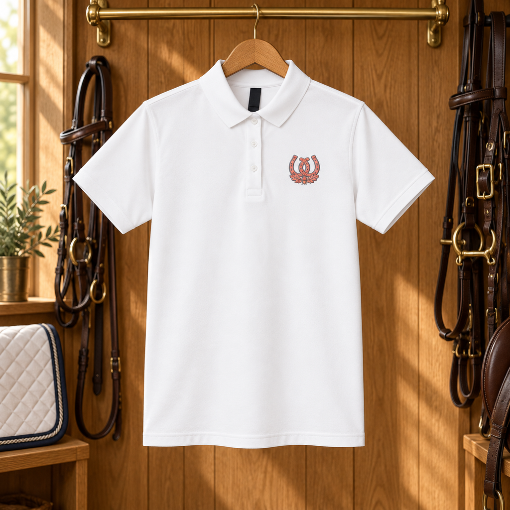 Spanish Oak Interlocking Horseshoes Women's Embroidered Polo