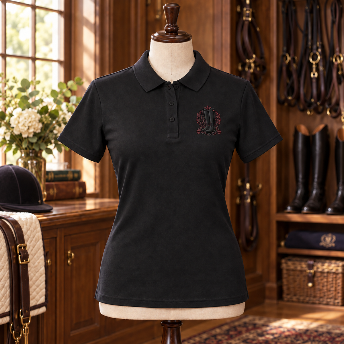 Spanish Oak Riding Boots Women's Embroidered Polo